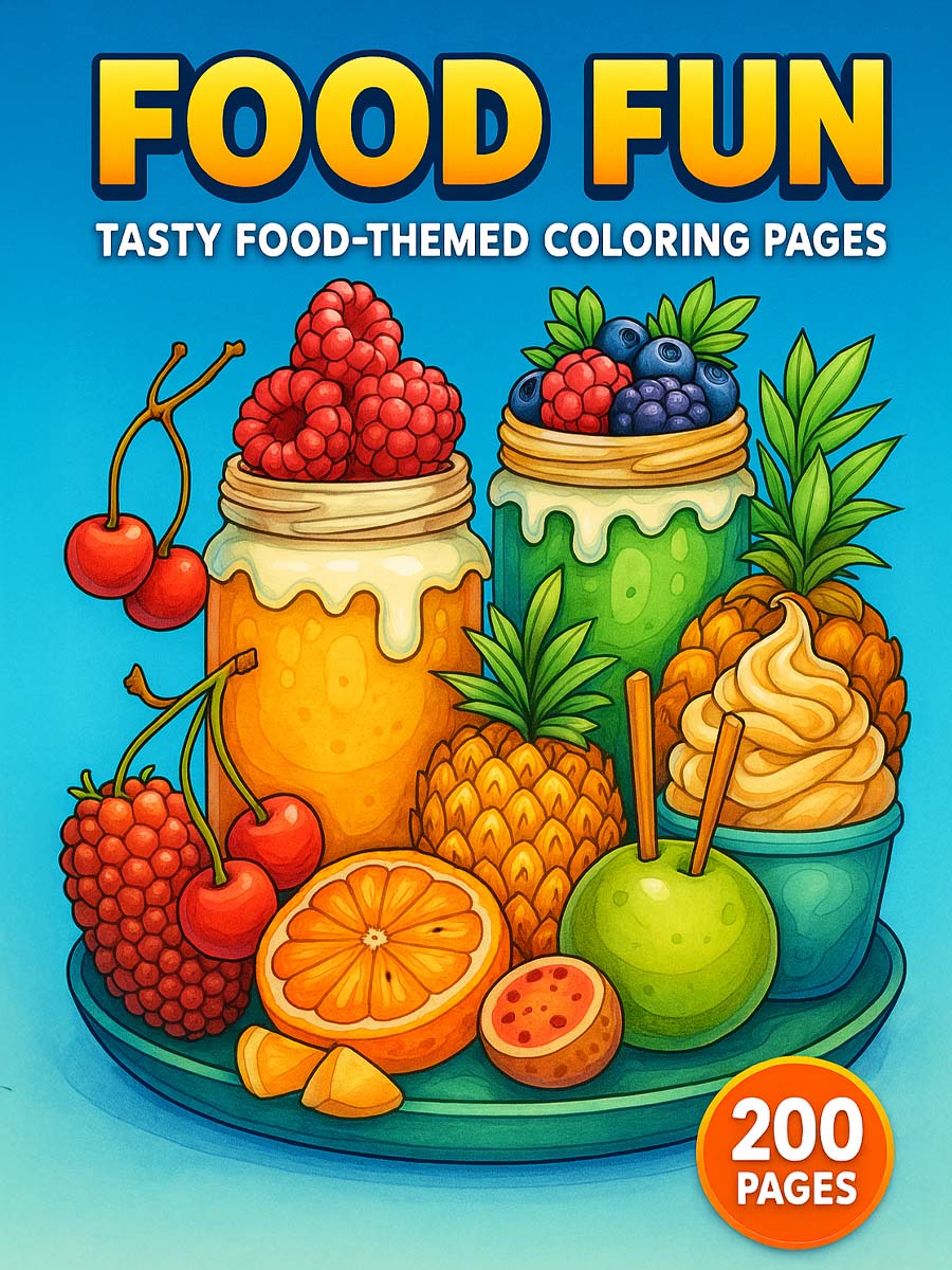 Food Fun – 200 Delicious Food-Themed Coloring Pages