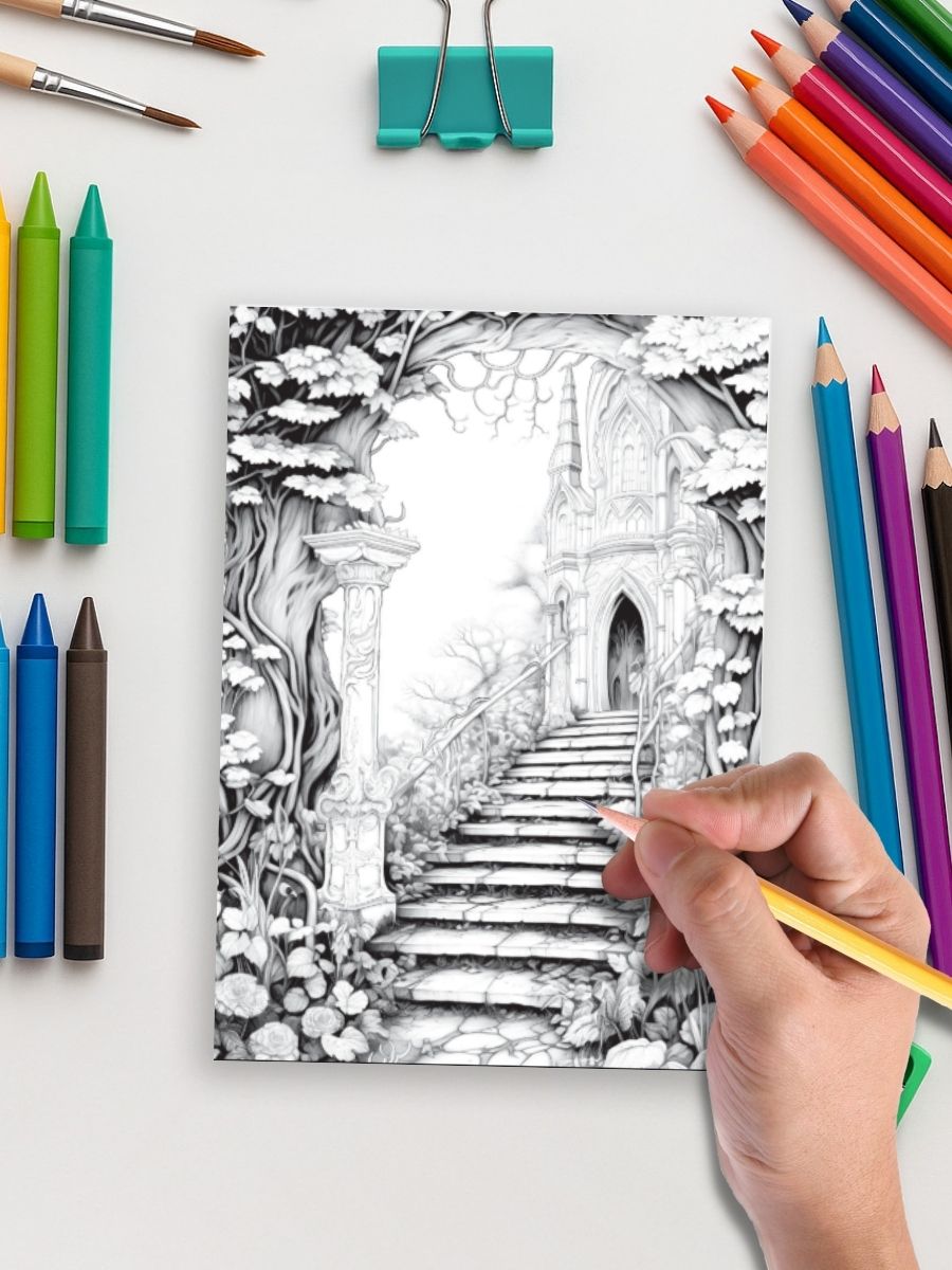 Gateways to Enchantment – 200 Fairy Portal Coloring Pages - Image 4